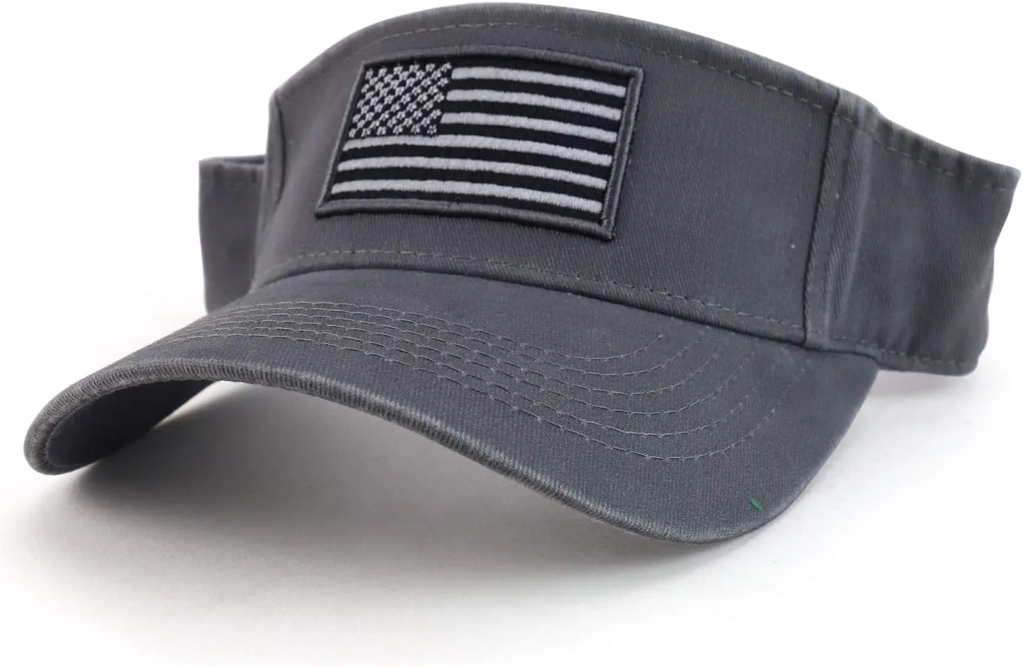 Trendy Apparel Shop USA American Flag Embroidered Polyester Summer Visor Hat