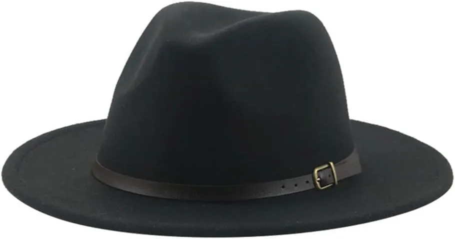 Vsadsau Fedoras Hats for Women Men Felted Caps Solid Belt Band Formal Fedora Hat