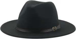 Vsadsau Fedoras Hats for Women Men Felted Caps Solid Belt Band Formal Fedora Hat