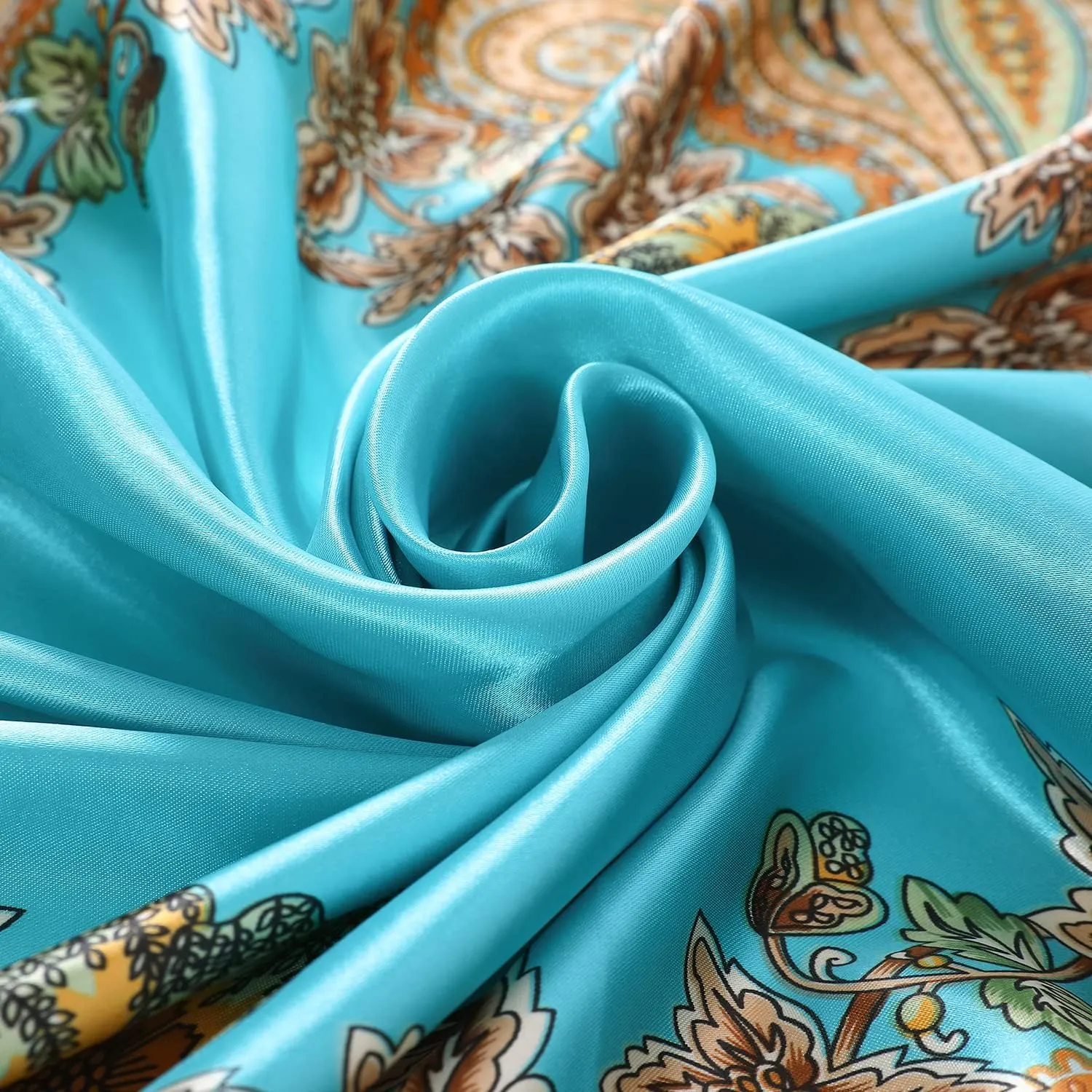 Women's 35" Satin Square Silk Like Hair Scarves and Wraps-Square Silk Head Scarf for wrapping hair
