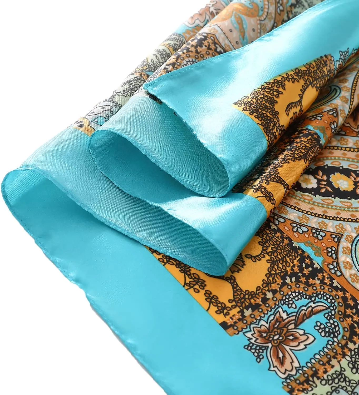 Women's 35" Satin Square Silk Like Hair Scarves and Wraps-Square Silk Head Scarf for wrapping hair