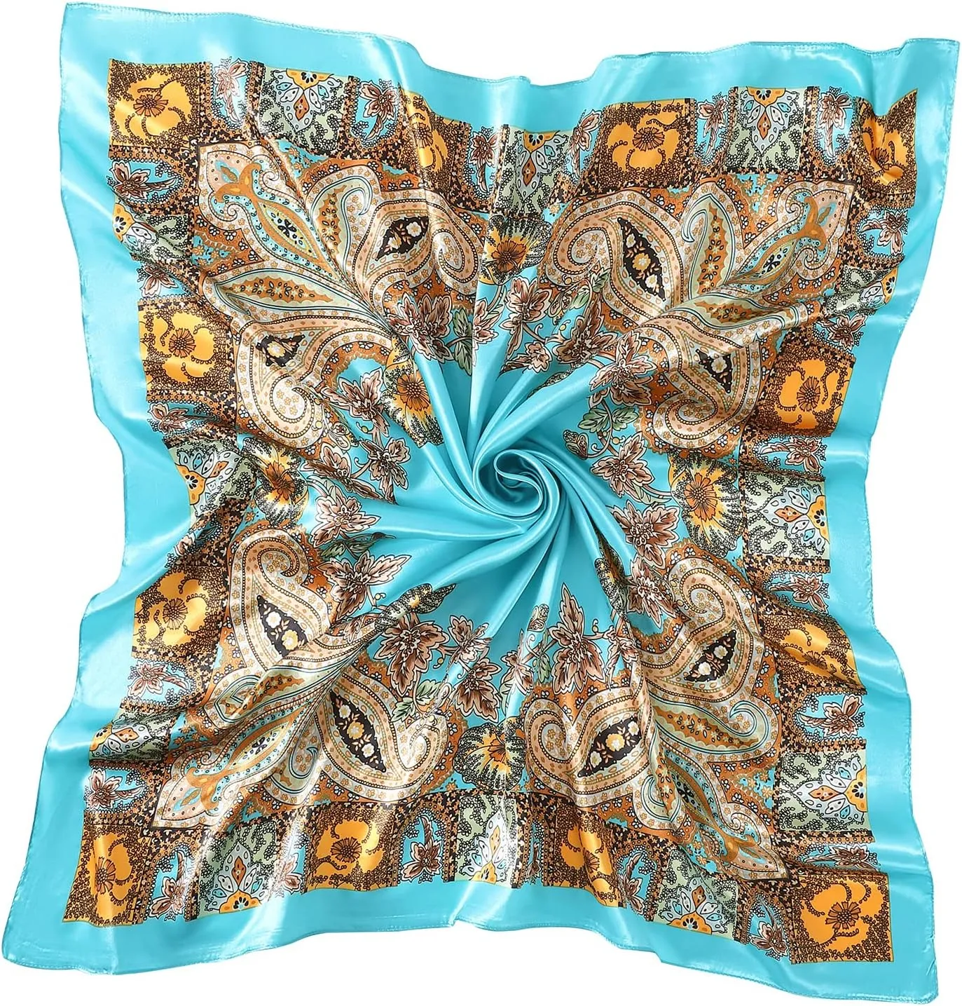 Women's 35" Satin Square Silk Like Hair Scarves and Wraps-Square Silk Head Scarf for wrapping hair