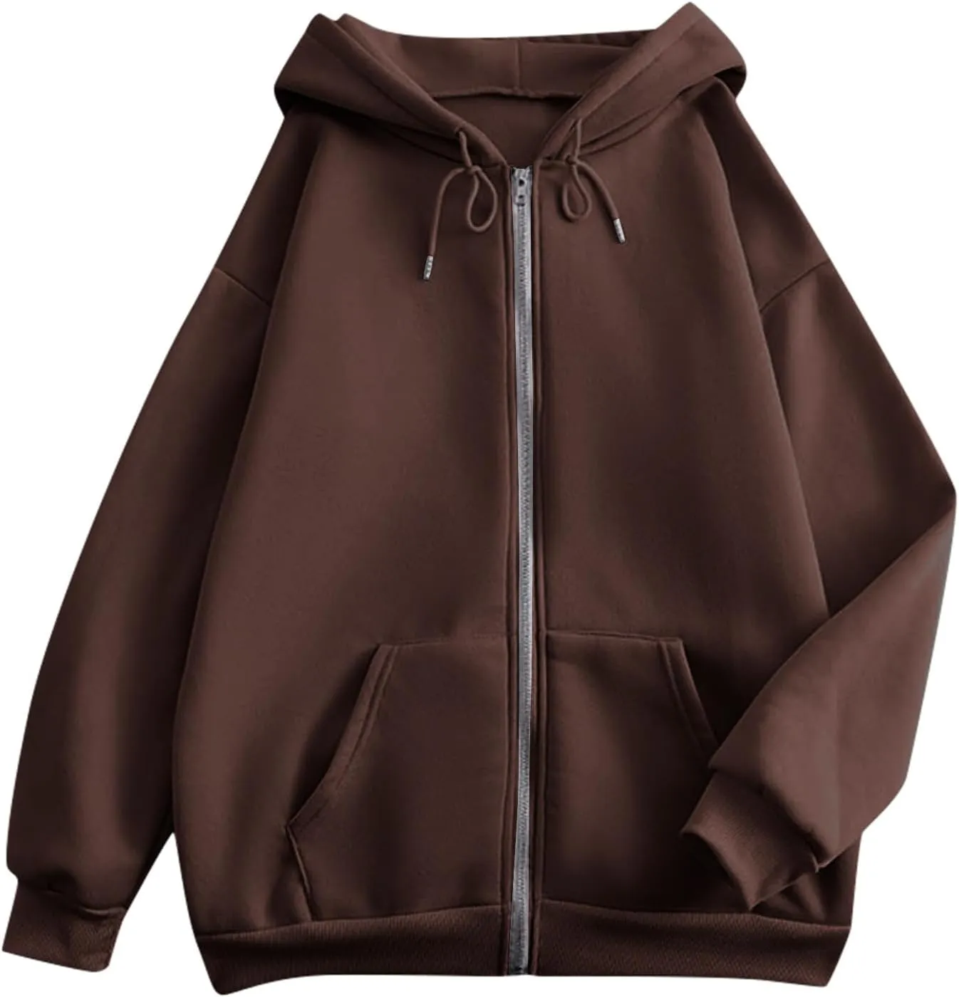 Zip Up Hoodie Women Plain Oversized Sweatshirts Fall Fashion Outfits 2025 Soft Casual Warm Jacket Winter Clothes