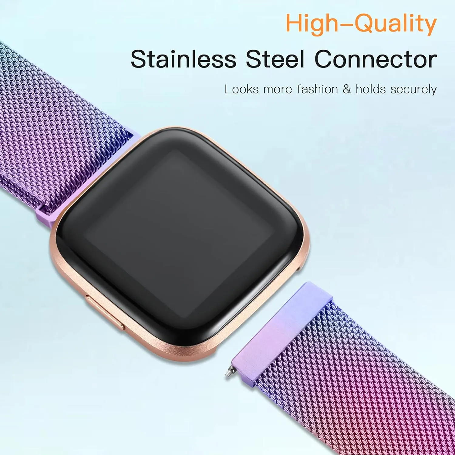 ZWGKKYGYH Compatible with Fitbit Versa/Versa Lite SE/Versa 2 Bands for Women Men, Stainless Steel Mesh Metal Band with Magnetic Lock Replacement for Fitbit Versa Smart Watch, Colorful Small